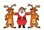 Weihnachtsmann tanzt mit Rentieren2.gif